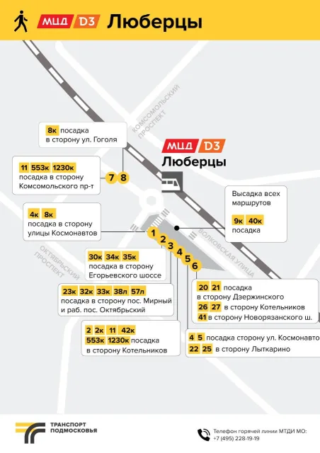 В Люберцах изменятся места посадки и высадки пассажиров общественного транспорта вблизи станции МЦД